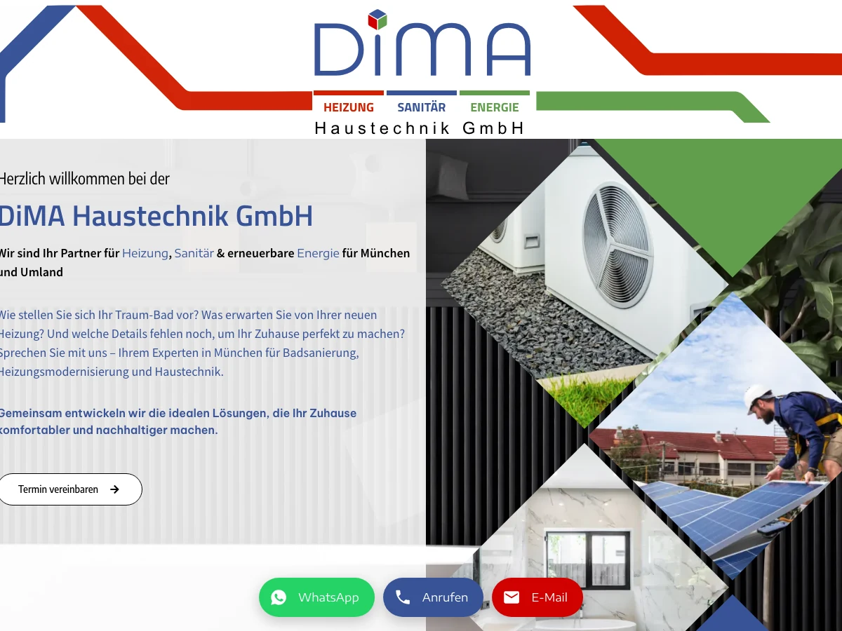 Tablet-Ansicht DiMA Haustechnik GmbH