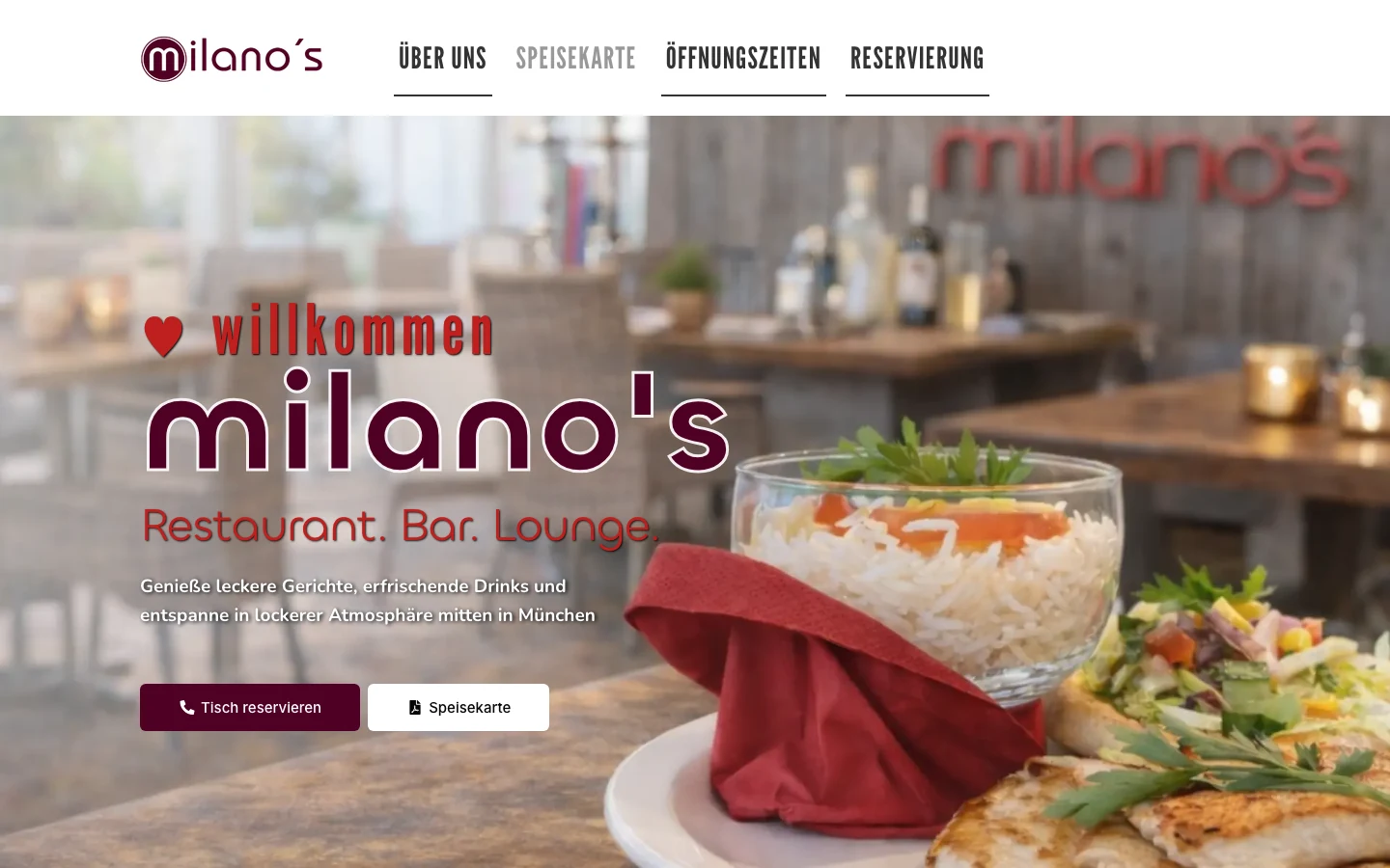 Desktop-Ansicht Milanos Restaurant & Bar