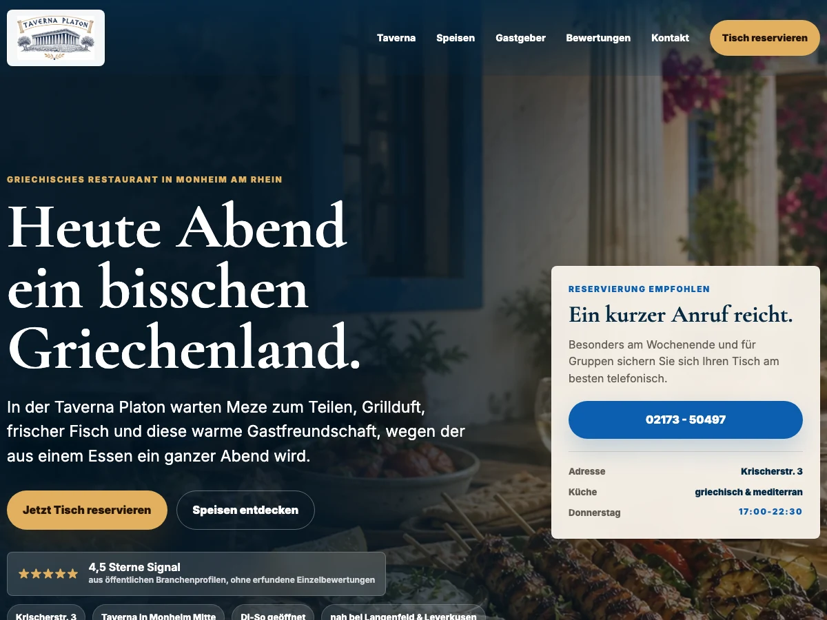 Tablet-Ansicht Taverna Platon